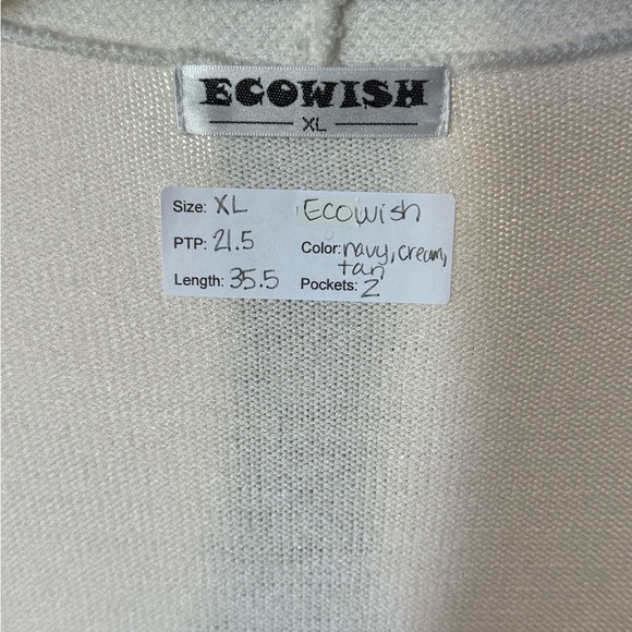 ECOWish Women's Color Block Cardigan - Orange, Tan, Navy, White, Size XL - Picture 2 of 6